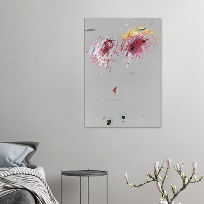 Nine Discourses on Commodus, Part IV by Cy Twombly, canvas print, muted gray background, delicate geometric lines