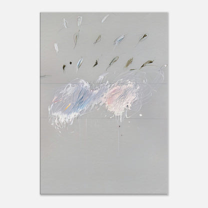 Nine Discourses on Commodus, Part VI by Cy Twombly, canvas print, soft gray background with delicate white brushstrokes, subtle blue