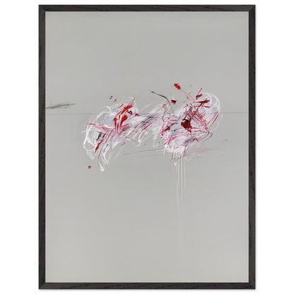 Nine Discourses on Commodus, Part II by Cy Twombly, framed art print, 50x70 cm / 20x28″, Wood frame; a restrained gray background, expressive red and crimson forms