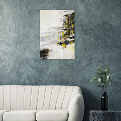 Quattro Stagioni II. Inverno by Cy Twombly, canvas print, bold black brushstrokes, flowing white and gray paint