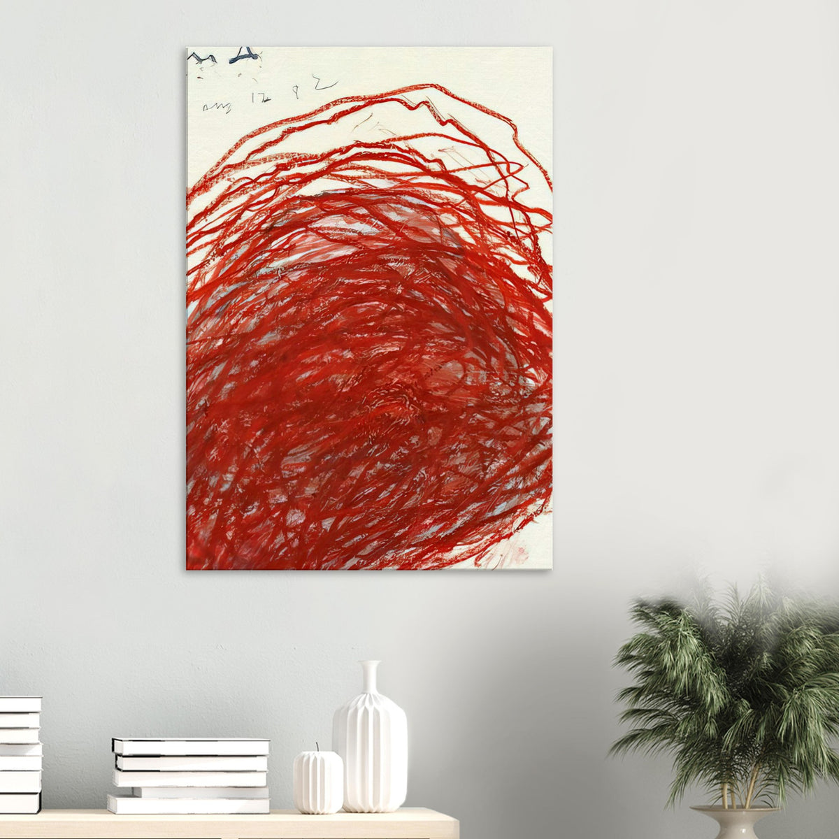 Suma by Cy Twombly, canvas print, intense mass of red and crimson marks arranged in sweeping