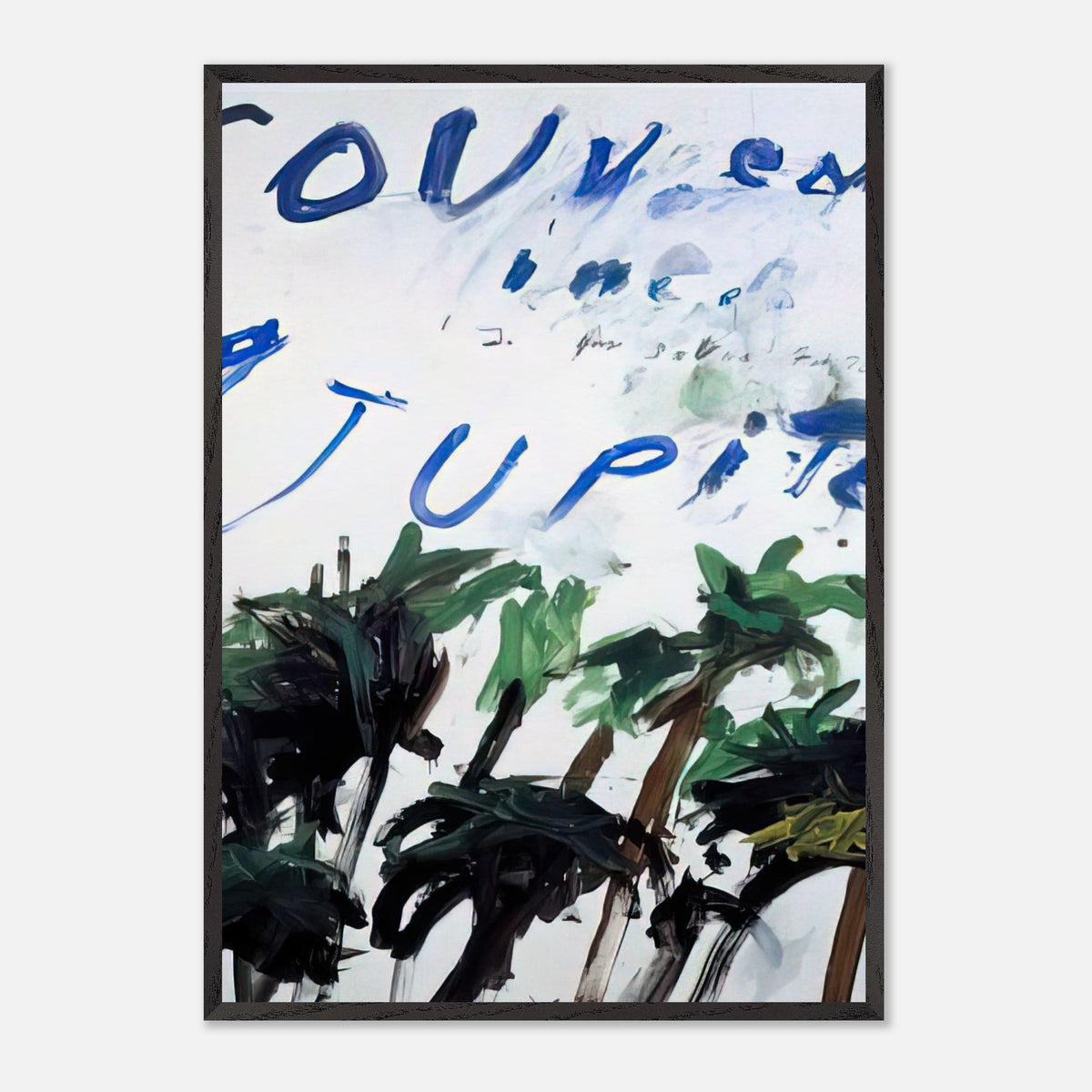 Souvenir of Jupiter by Cy Twombly, framed art print, handwritten lettering, gestural abstraction
