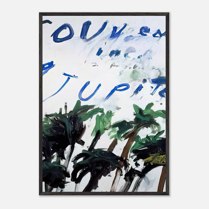 Souvenir of Jupiter by Cy Twombly, framed art print, handwritten lettering, gestural abstraction