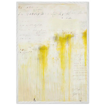 Quattro Stagioni II. Estate by Cy Twombly, framed art print, luminous yellow washes, subtle orange details, 60x80 cm (24x32 in), black frame