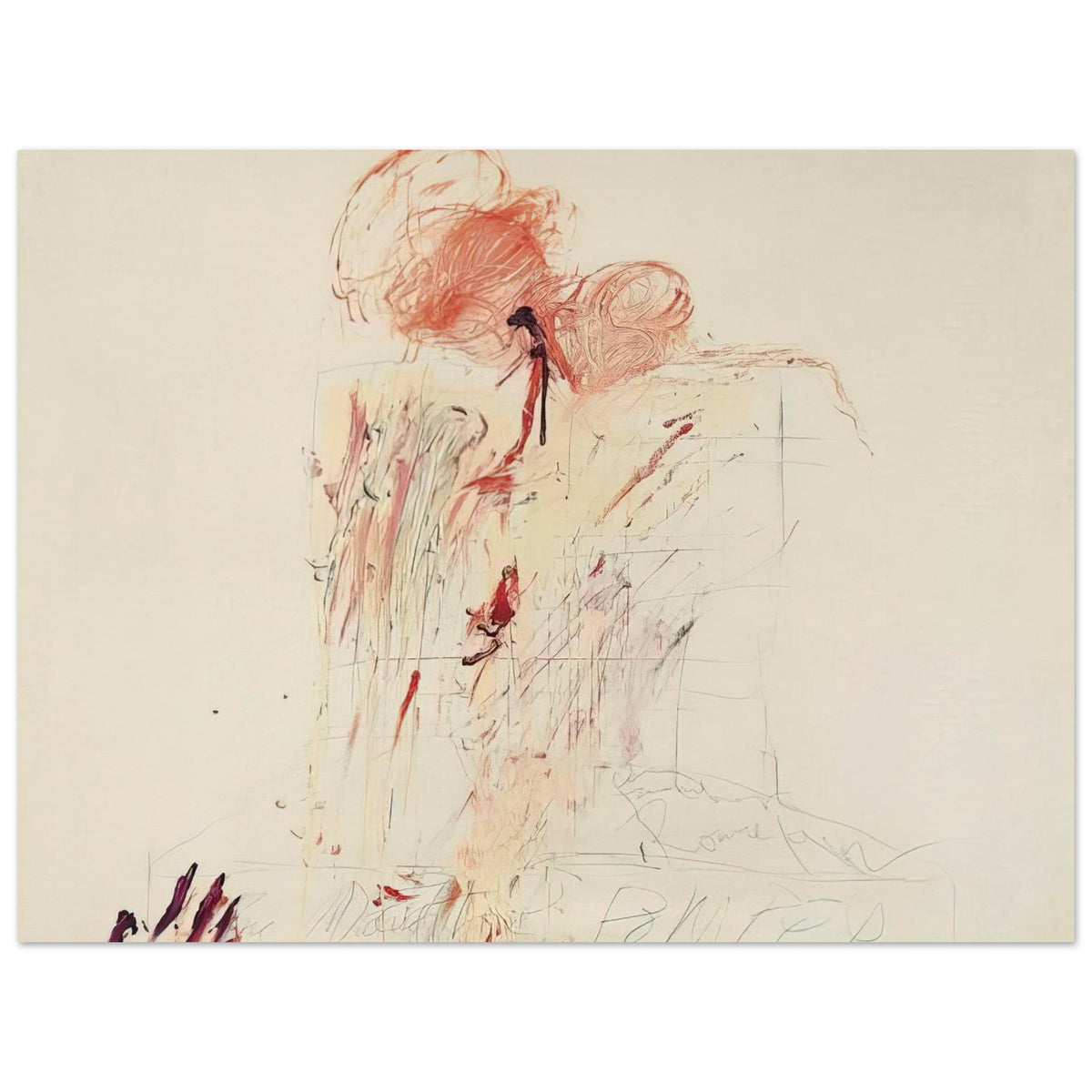Death of Pompey (Rome) by Cy Twombly poster, A0 (84.1 × 118.9 cm): This dramatic composition features expressive red and reddish-orange marks across a pale background….
