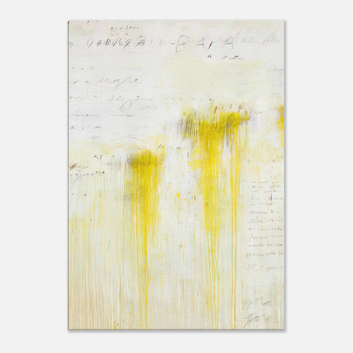 Quattro Stagioni II. Estate by Cy Twombly, canvas print, luminous yellow pigments, subtle orange accents