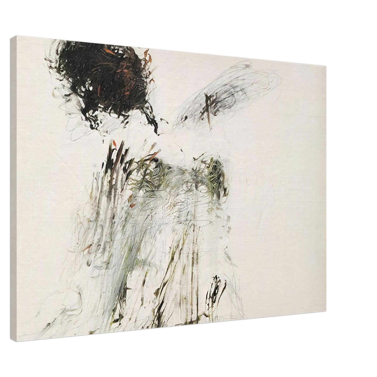 Ides of March by Cy Twombly canvas print, 40 × 50 cm / 16 × 20 in: a pale background contrasted with concentrated black brushwork, loose graphite-like lines….