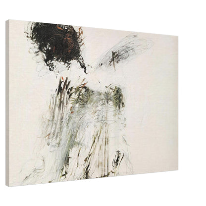 Ides of March by Cy Twombly canvas print, 40 × 50 cm / 16 × 20 in: a pale background contrasted with concentrated black brushwork, loose graphite-like lines….