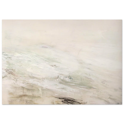 Hero and Leandro (A Painting in Four Parts) Part II by Cy Twombly poster, A0 (84.1 × 118.9 cm): a pale, expansive background layered with delicate white and gray brushstrokes, subtle beige tones….