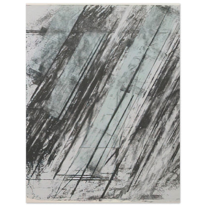Untitled (Bastian 38) by Cy Twombly, poster, sweeping diagonal strokes, layered black and gray marks, A0 (84.1 x 118.9 cm)