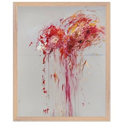 Nine Discourses on Commodus, Part VIII by Cy Twombly, framed art print, energetic red and crimson strokes, expressive pink and orange forms, 40x50 cm (16x20 in), wood frame