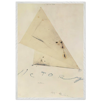 Victory by Cy Twombly, framed art print, overlapping triangular forms, fine graphite lines, 70x100 cm (28x40 in), black frame