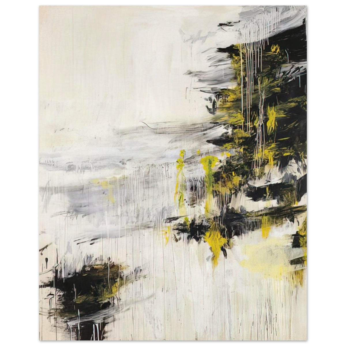 Quattro Stagioni II. Inverno by Cy Twombly, poster, bold black brushstrokes, flowing white and gray paint, A0 (84.1 x 118.9 cm)