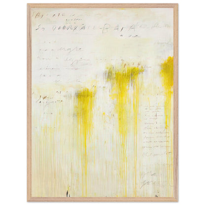 Quattro Stagioni II. Estate by Cy Twombly, framed art print, luminous yellow washes, subtle orange details, 70x100 cm (28x40 in), black frame