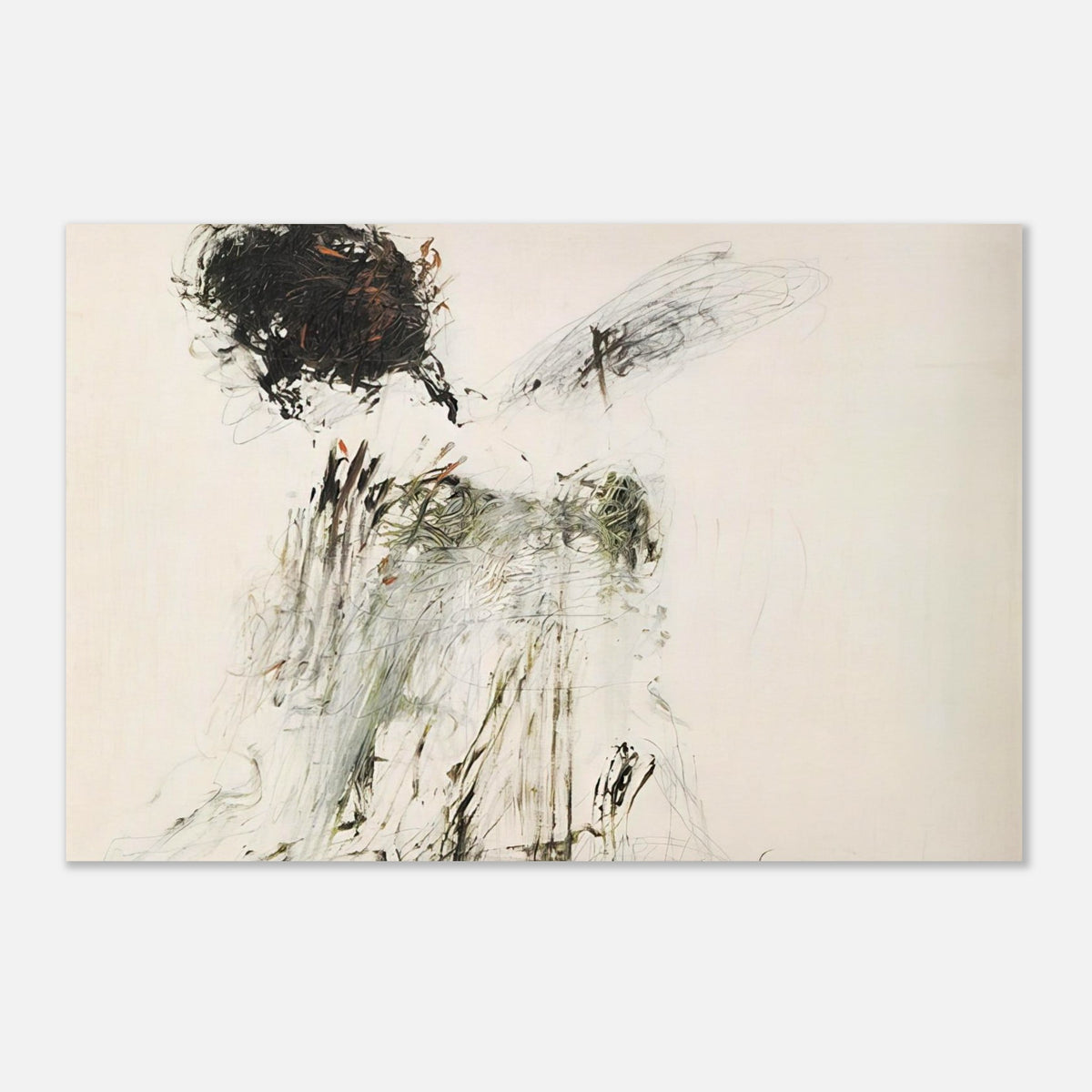 Ides of March by Cy Twombly poster: This expressive composition features a pale, warm background contrasted with bold black brushstrokes….