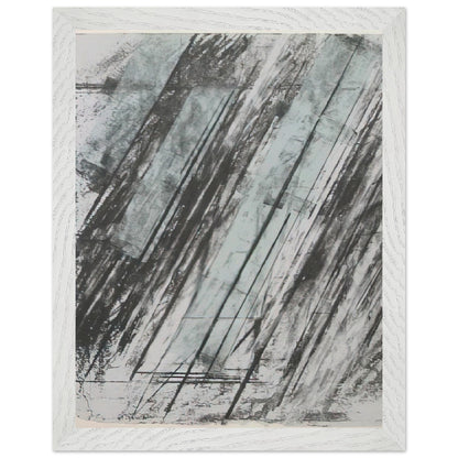 Untitled (Bastian 38) by Cy Twombly, framed art print, powerful diagonal strokes, layered black and gray marks, 40x50 cm (16x20 in), black frame
