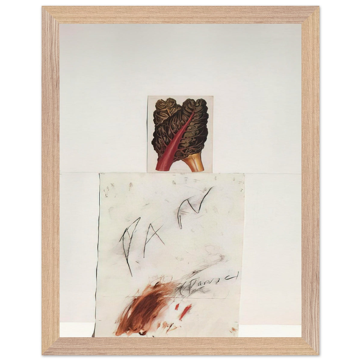 Pan by Cy Twombly, framed art print, natural imagery, abstract drawing, 70x100 cm (28x40 in), black frame