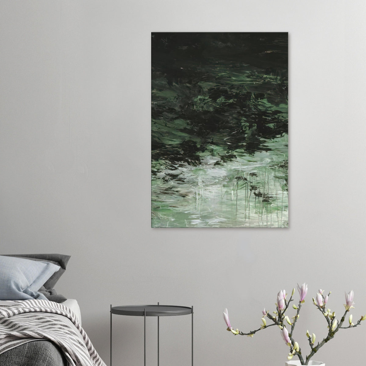 Untitled (A Painting in Nine Parts), Part VIII by Cy Twombly, canvas print, deep forest green, olive