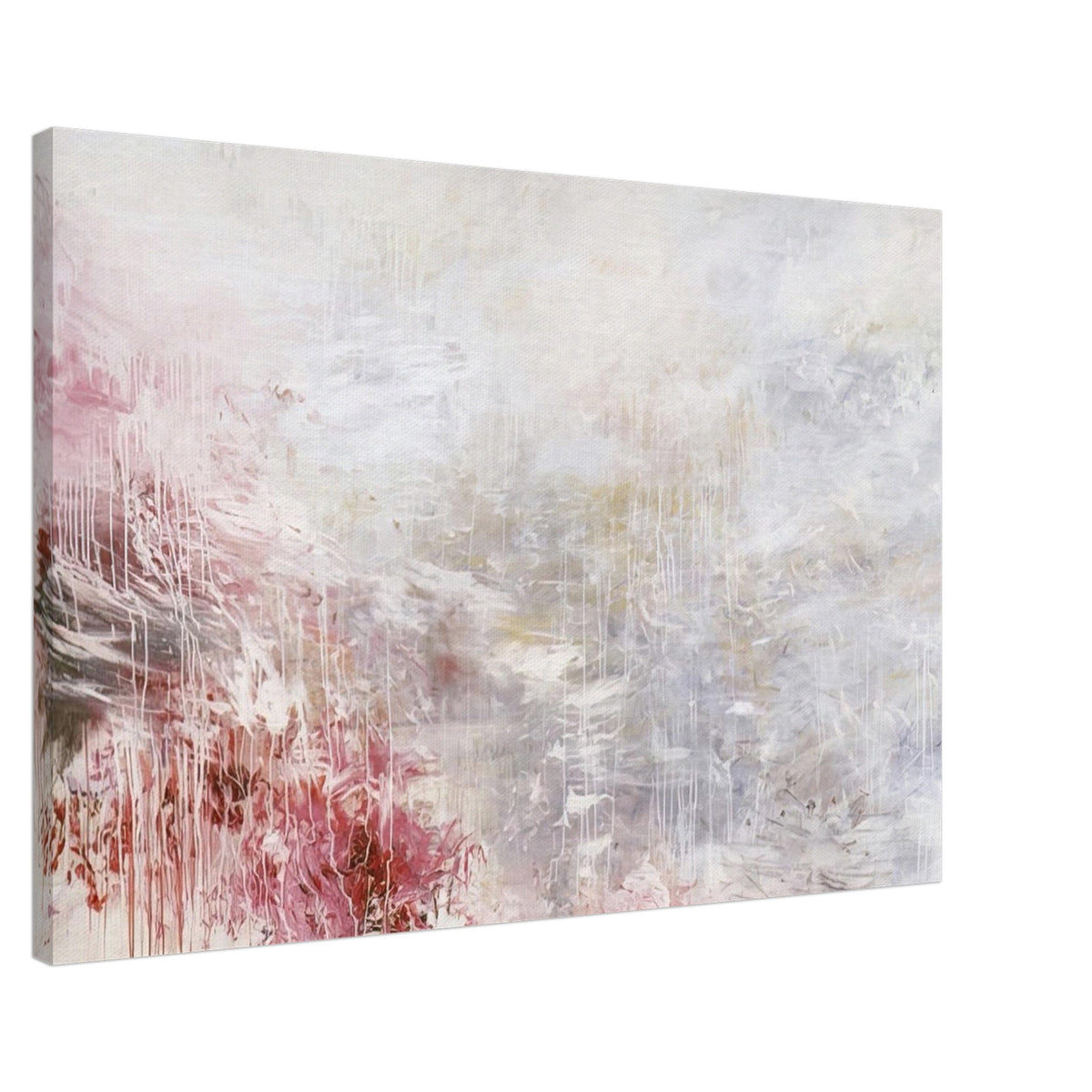 Hero and Leander (To Christopher Marlowe) [Rome] by Cy Twombly canvas print, 60 × 90 cm / 24 × 36 in: This expressive composition features a pale background with flowing white and gray brushstrokes….