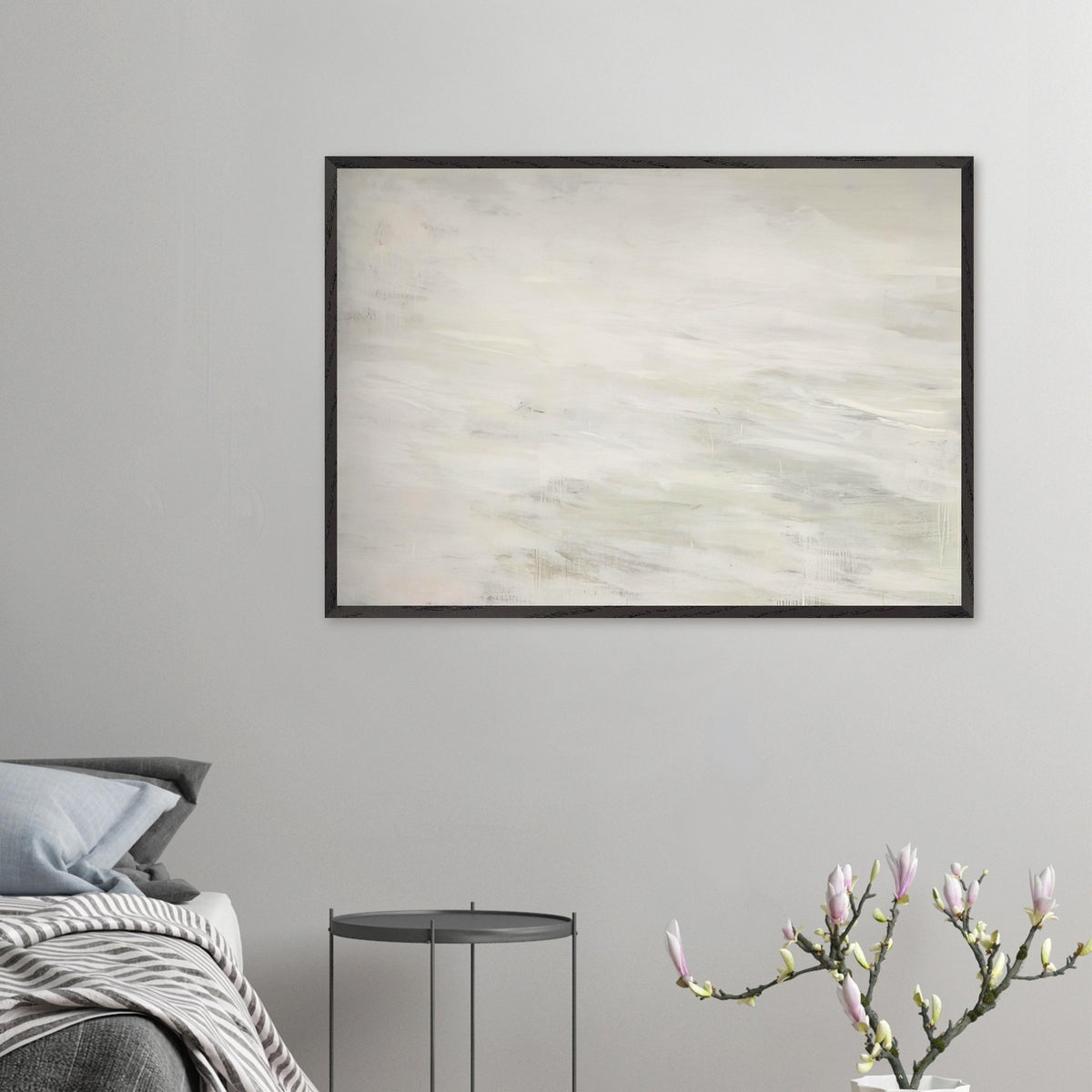 Hero and Leandro (A Painting in Four Parts) Part III by Cy Twombly framed art print; featuring expansive ivory and white tones, delicate pale gray marks, subtle beige shades.