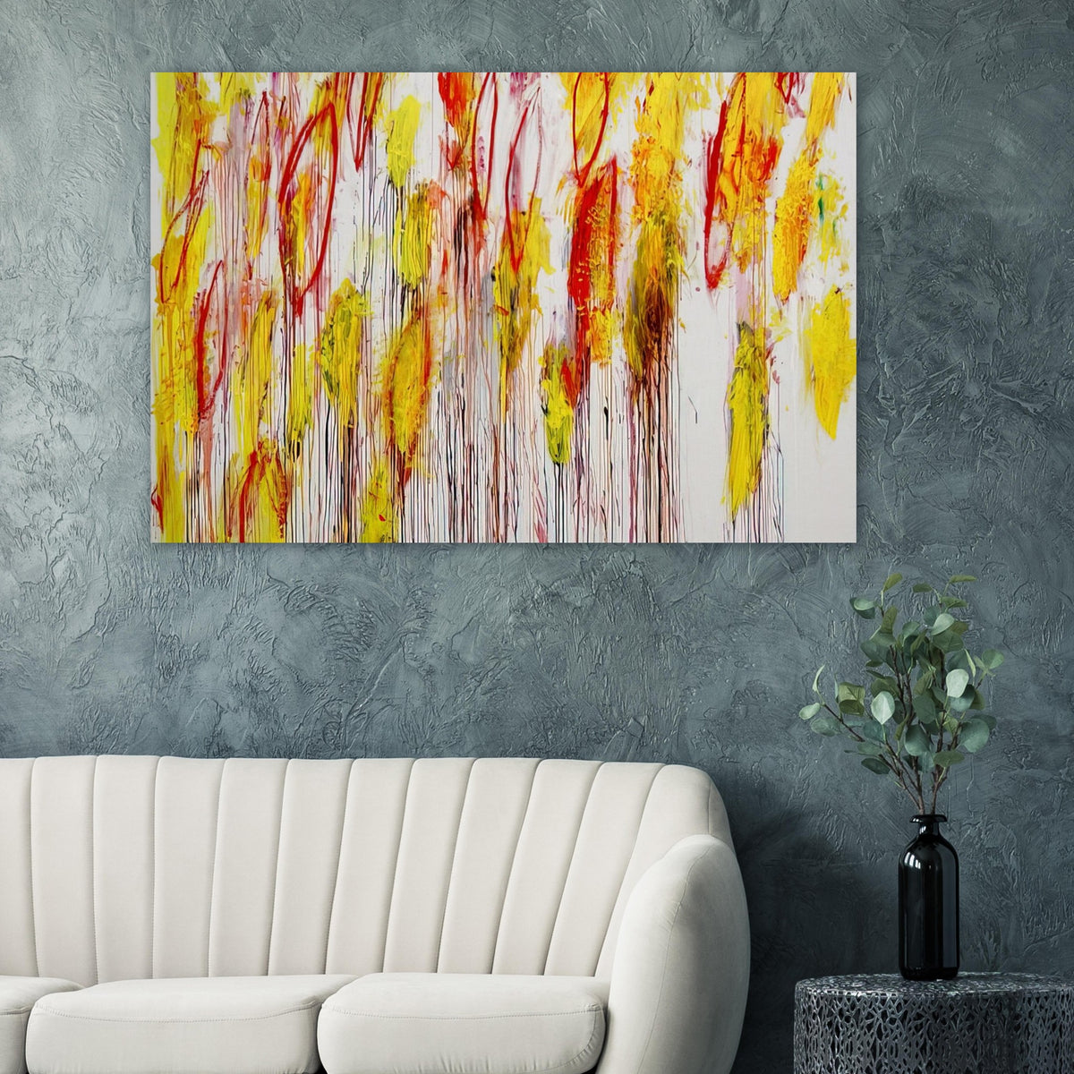 Lepanto, Part I by Cy Twombly poster: This striking composition features energetic vertical brushstrokes, flowing lines….