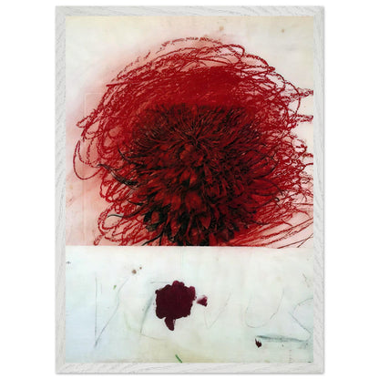 Pan II by Cy Twombly, framed art print, dense red and crimson form, surrounded by sweeping dark strokes and, 70x100 cm (28x40 in), black frame