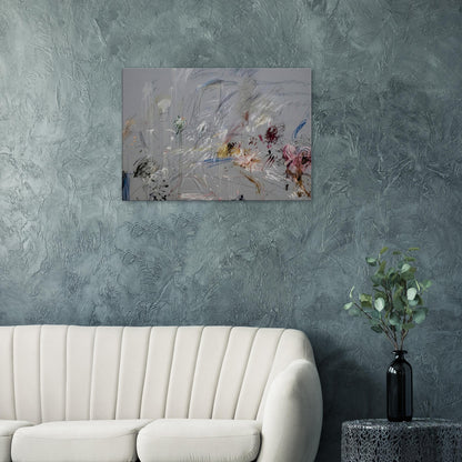 School of Athens by Cy Twombly canvas print: a muted gray background layered with spontaneous scribbles, energetic linear gestures….