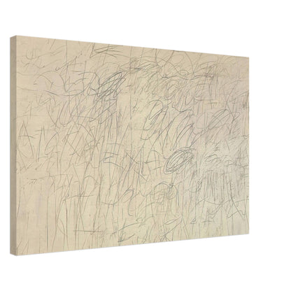 Academy by Cy Twombly canvas print, 50 × 75 cm / 20 × 30 in: an intricate network of delicate graphite lines, overlapping scribbles, looping gestures….