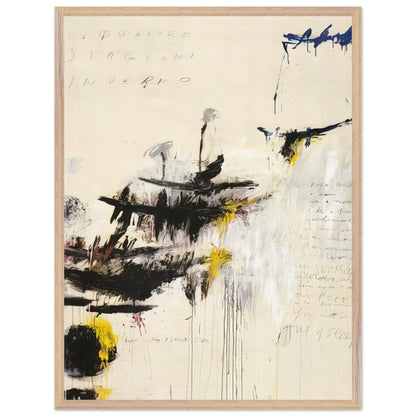Quattro Stagioni I. Inverno by Cy Twombly, framed art print, bold black brushstrokes, flowing paint drips, 27x35 cm (11x14 in), black frame