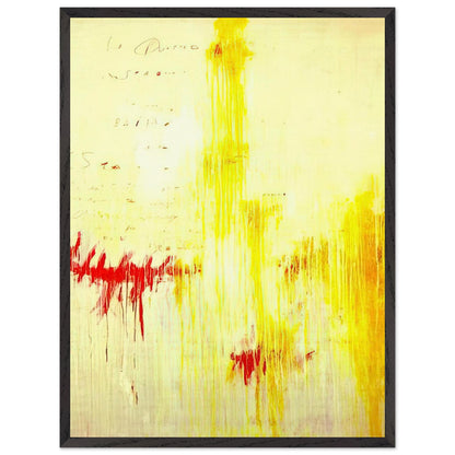 Quattro Stagioni I. Estate by Cy Twombly, framed art print, luminous yellow washes, energetic red brushstrokes, 60x80 cm (24x32 in), white frame