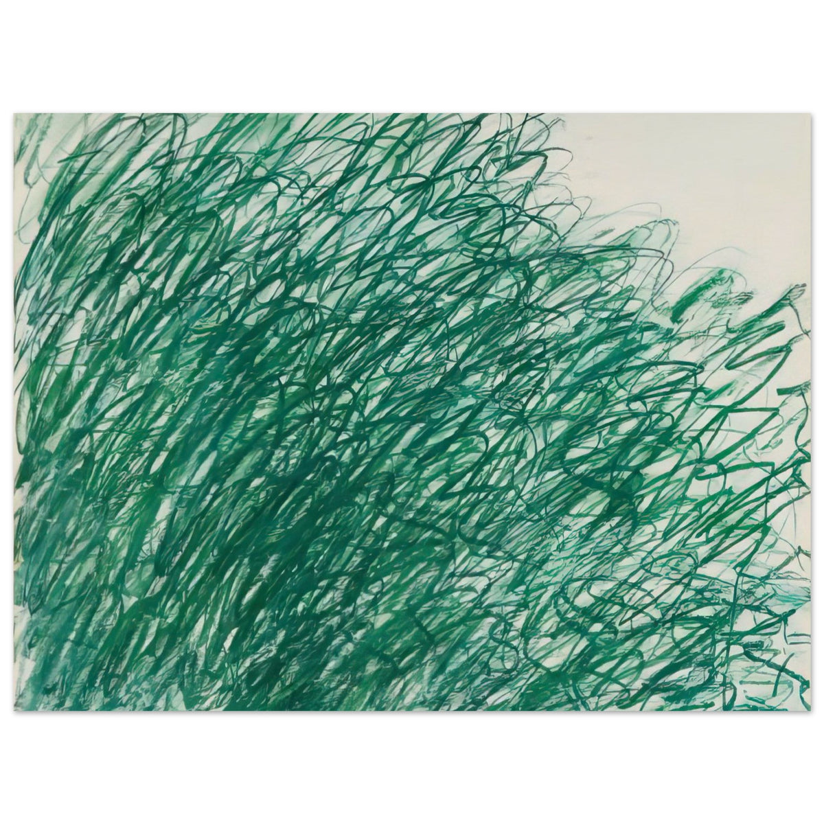 On Returning from Tonnicoda by Cy Twombly poster, 100 × 150 cm / 40 × 60 in: This captivating composition features an intricate network of sweeping green lines, overlapping loops….