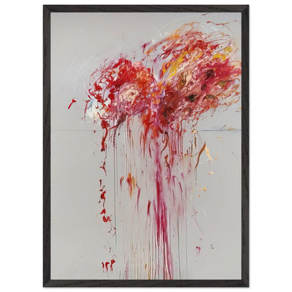 Nine Discourses on Commodus, Part VIII by Cy Twombly, framed art print, energetic red and crimson strokes, expressive pink and orange forms, 70x100 cm (28x40 in), wood frame