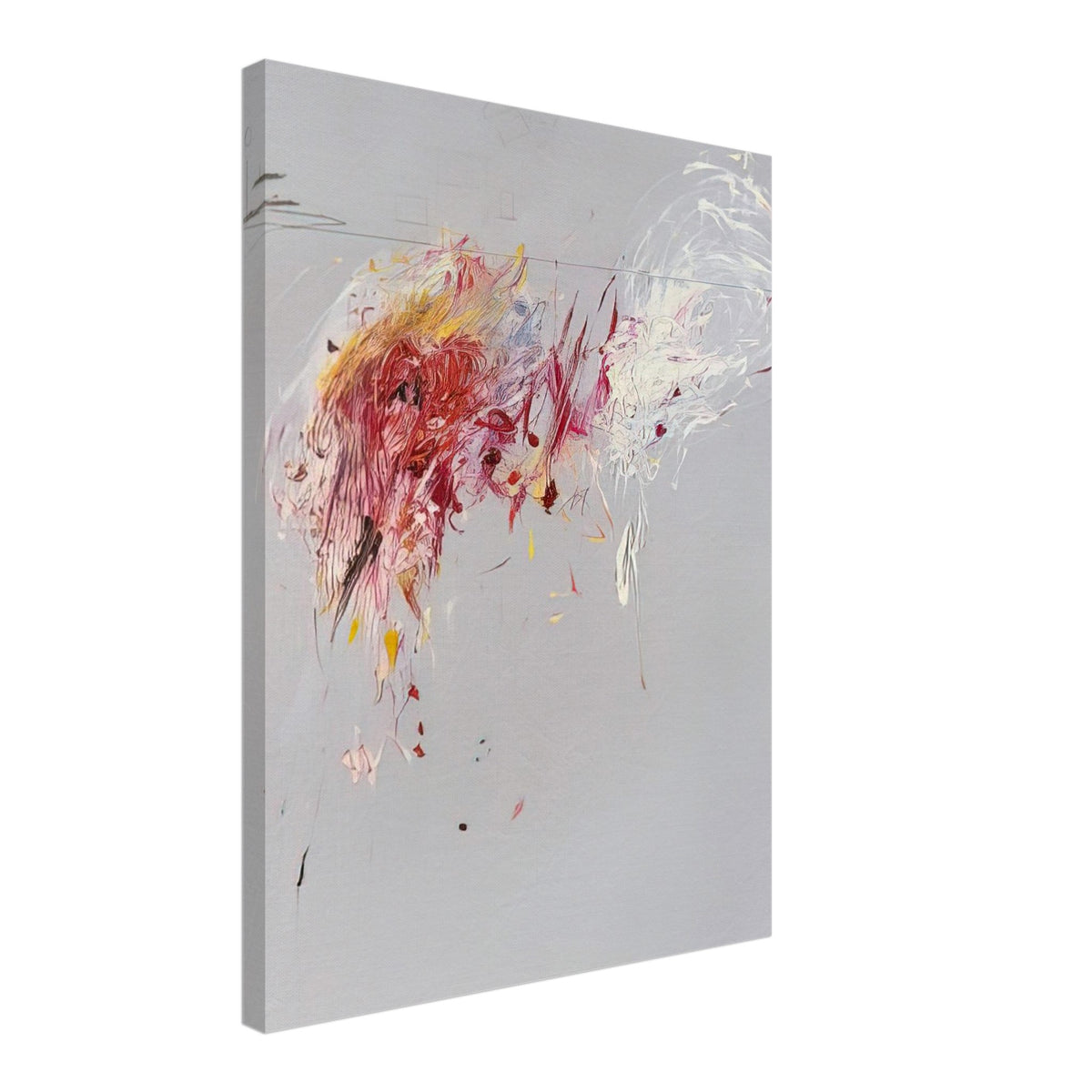 Nine Discourses on Commodus, Part V by Cy Twombly, canvas print, soft gray background, sweeping white strokes, 50x70 cm (20x28 in)