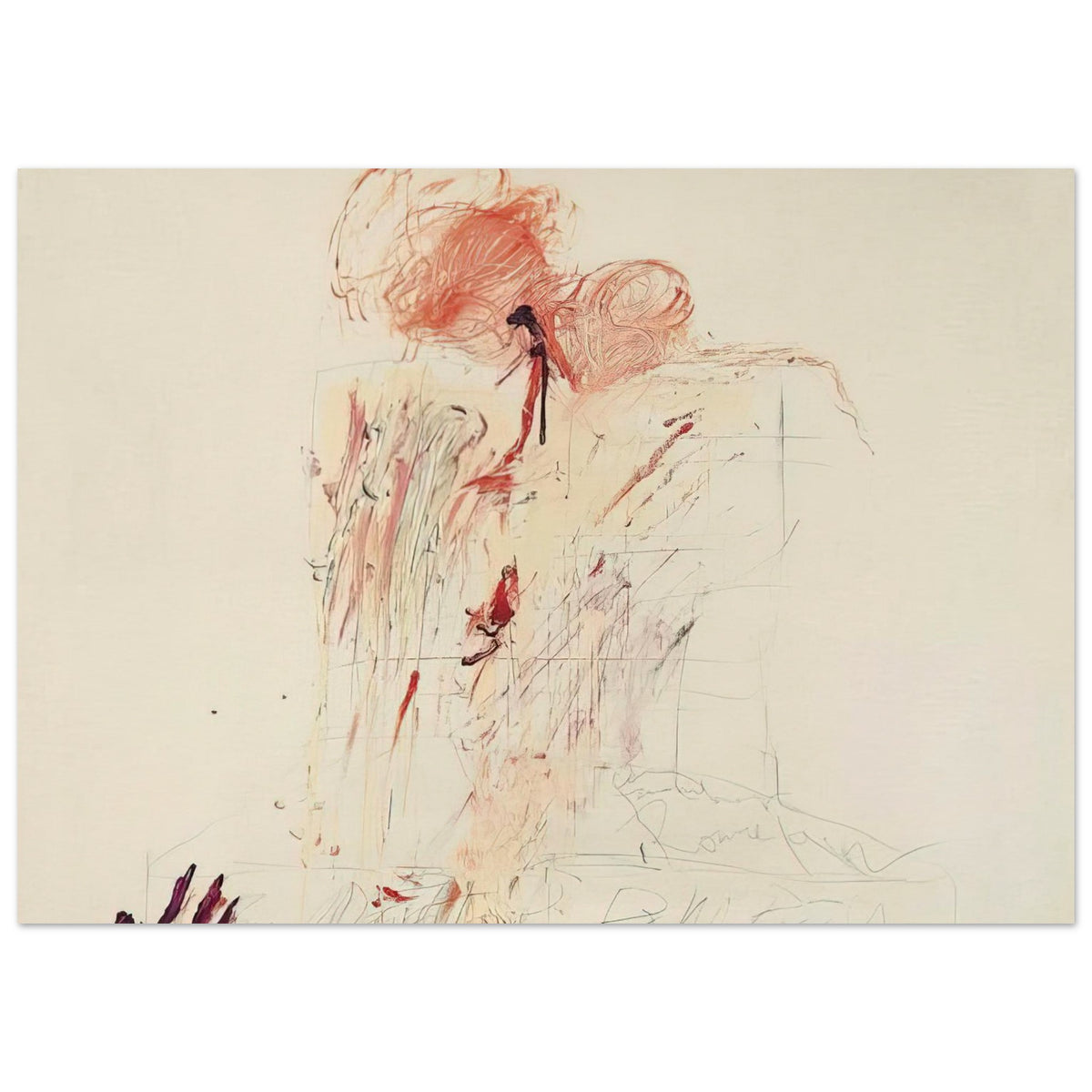 Death of Pompey (Rome) by Cy Twombly poster, 40 × 60 cm / 16 × 24 in: This dramatic composition features expressive red and reddish-orange marks across a pale background….