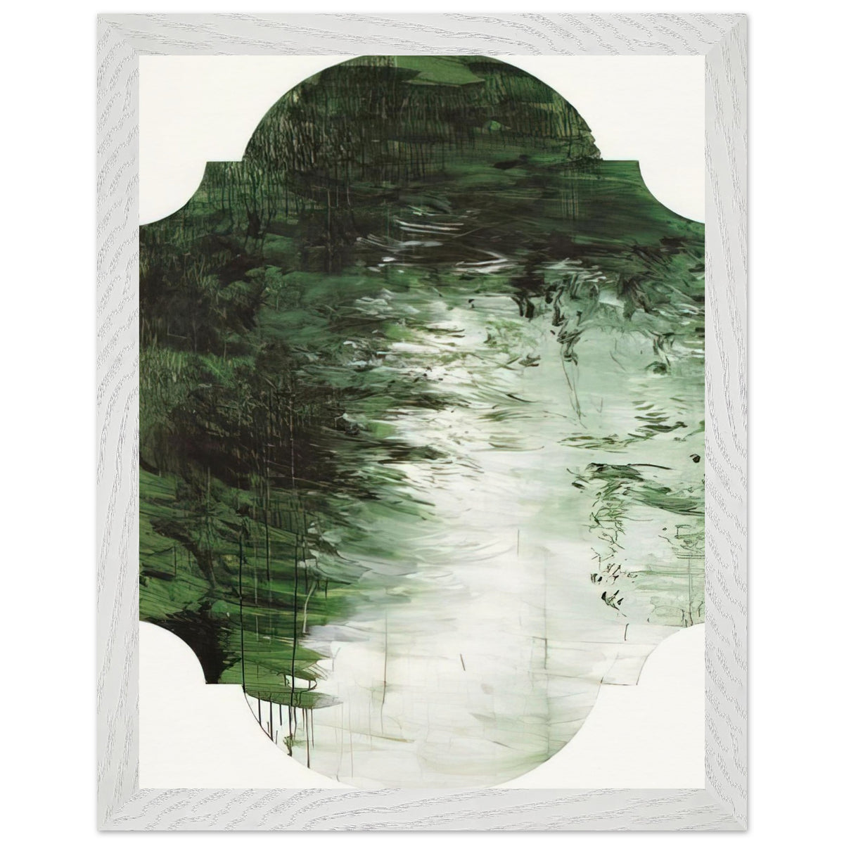 Untitled (A Painting in Nine Parts), Part V by Cy Twombly, framed art print, deep forest green, olive, 27x35 cm (11x14 in), black frame