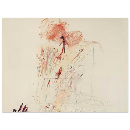 Death of Pompey (Rome) by Cy Twombly poster, 60 × 90 cm / 24 × 36 in: This dramatic composition features expressive red and reddish-orange marks across a pale background….