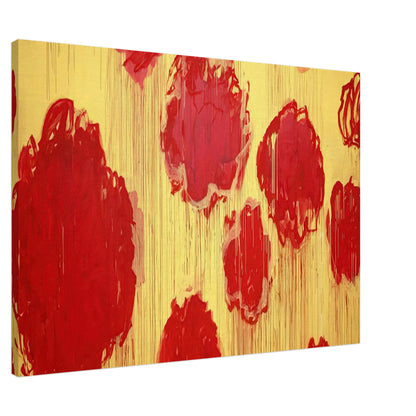 Untitled (Peonias Series) by Cy Twombly canvas print, 40 × 50 cm / 16 × 20 in: This striking composition features vivid red and crimson forms against a radiant golden-yellow background.
