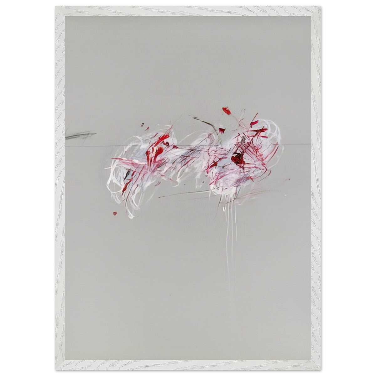 Nine Discourses on Commodus, Part II by Cy Twombly, framed art print, 27x35 cm / 11x14″, Black frame; a restrained gray background, expressive red and crimson forms