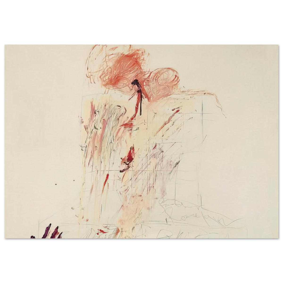 Death of Pompey (Rome) by Cy Twombly poster, 50 × 70 cm / 20 × 28 in: This dramatic composition features expressive red and reddish-orange marks across a pale background….