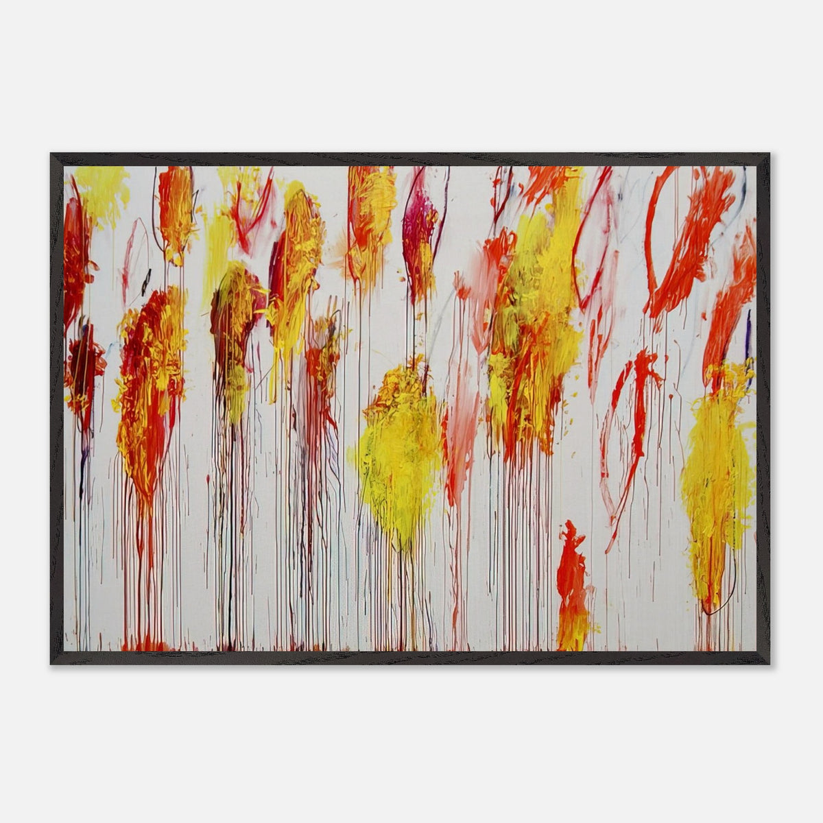 Lepanto, Part XII by Cy Twombly framed art print; featuring vibrant golden-yellow and orange brushstrokes, fiery red and crimson accents.