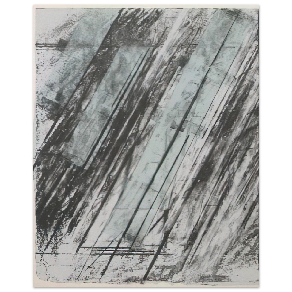 Untitled (Bastian 38) by Cy Twombly, poster, sweeping diagonal strokes, layered black and gray marks, 100x150 cm (40x60 in)