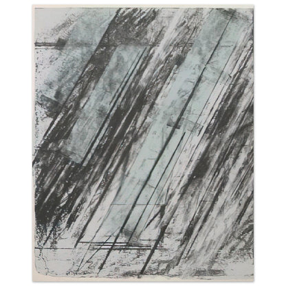 Untitled (Bastian 38) by Cy Twombly, poster, sweeping diagonal strokes, layered black and gray marks, 100x150 cm (40x60 in)