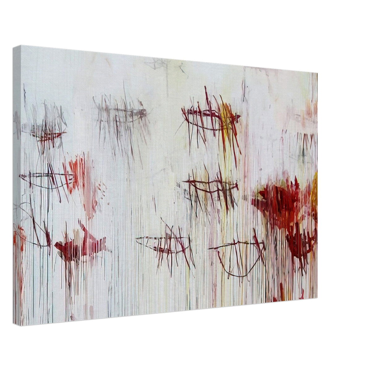 Lepanto, Part IX by Cy Twombly canvas print, 60 × 90 cm / 24 × 36 in: a pale background layered with fine black lines, loose sketch-like forms….