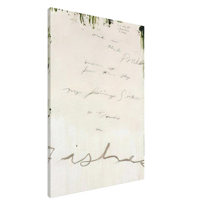 Untitled (A Painting in Nine Parts), Part I by Cy Twombly, canvas print, expansive pale background, delicate handwritten inscriptions, 45x60 cm (18x24 in)