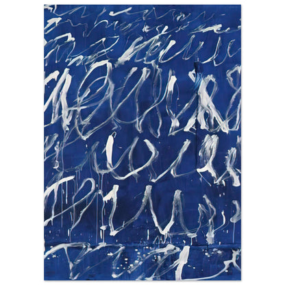 Untitled by Cy Twombly, poster, expressive white brushstrokes across a deep blue background, A0 (84.1 x 118.9 cm)