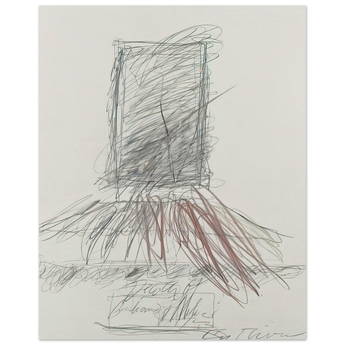 Untitled Abstract Drawing by Cy Twombly, poster, 75x100 cm / 30x40″; overlapping graphite lines, spontaneous scribbles, and sweeping gestures in subtle shades of gray, black
