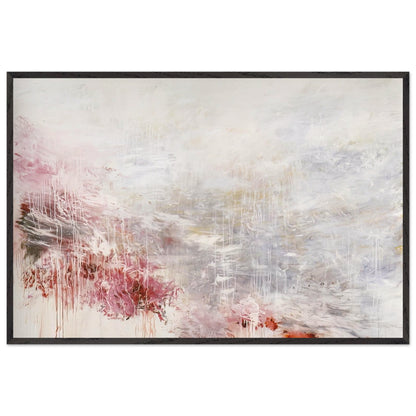 Hero and Leander (To Christopher Marlowe) [Rome] by Cy Twombly framed art print; featuring delicate washes of white, soft pink, dusty rose, and muted gray; size 50 × 70 cm (20 × 28 in); wood frame.