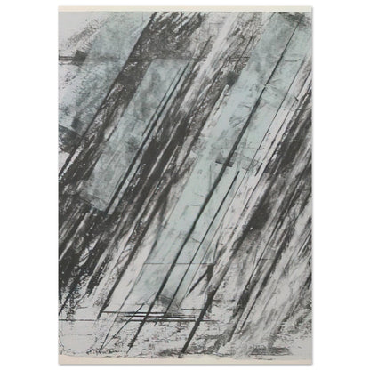 Untitled (Bastian 38) by Cy Twombly, poster, sweeping diagonal strokes, layered black and gray marks, 75x100 cm (30x40 in)