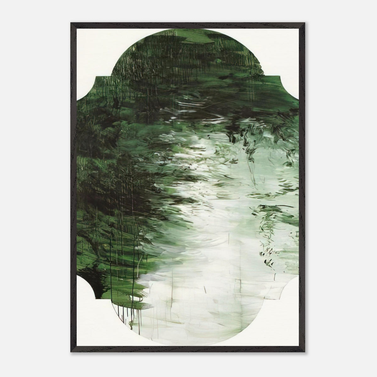 Untitled (A Painting in Nine Parts), Part V by Cy Twombly, framed art print, deep forest green, olive