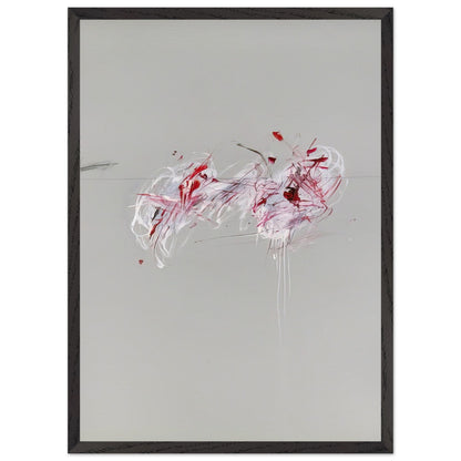 Nine Discourses on Commodus, Part II by Cy Twombly, framed art print, 27x35 cm / 11x14″, Wood frame; a restrained gray background, expressive red and crimson forms